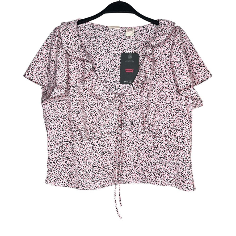 Levi's Pink Flutter Sleeve Blouse with Sailor Collar